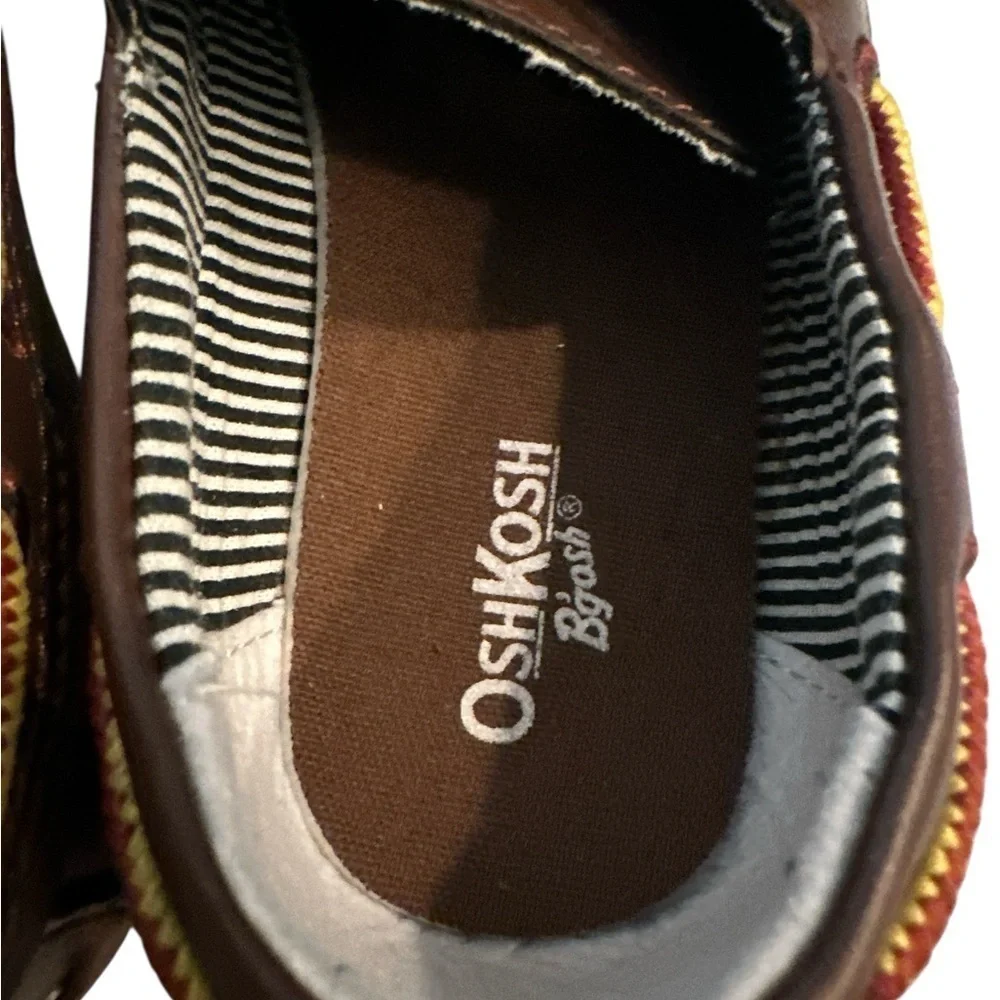OshKosh B' Gosh Boy Brown Boat Shoes Loafers Heel Pull Tab Slip On Sz 10 VTG